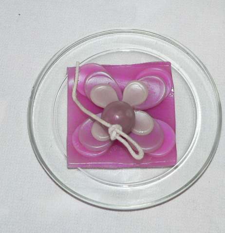 Lilac Lotus Candle on a Glass Plate